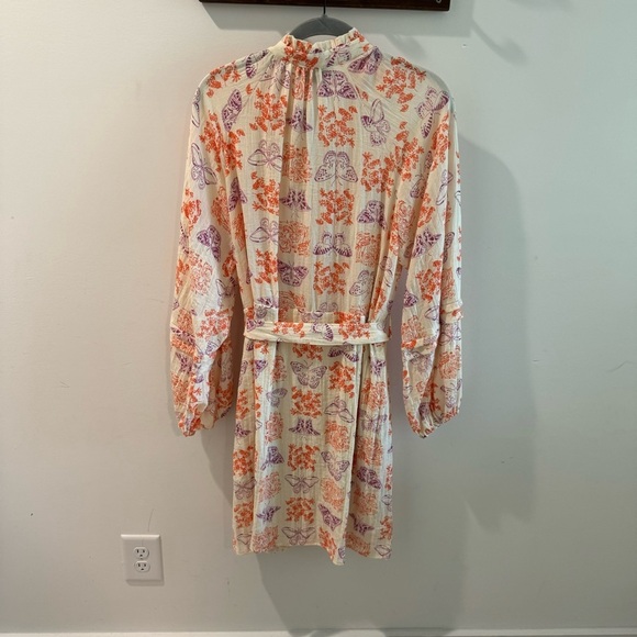 FRNCH Mandy Le Zoo Butterfly Print Belted Mini Shirt Dress Size Medium - Picture 8 of 8